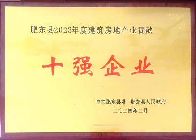 肥東縣2023年度建筑房地產業貢獻十強企業